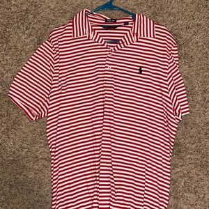 POLO RED AND WHITE STRIPED GOLF SHIRT
